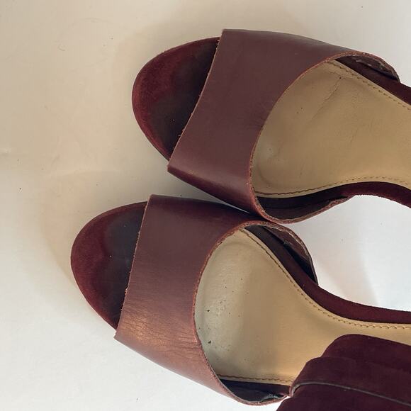 Carvela Kurt Geiger Burgundy Suede Leather High Heel Sandals 6 Strappy Luxury - Picture 4 of 11